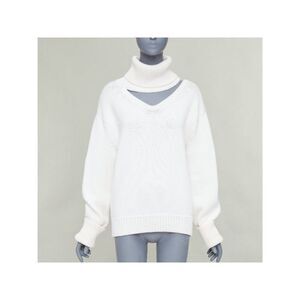 MONSE 100% wool cream deconstructed cut out turtleneck sweater XS